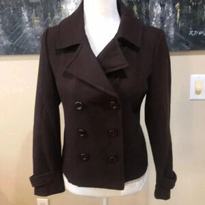 Foreign Exchange Brown Double Breasted Cropped Pea Coat Jacket-No size Tag